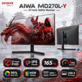 AIWA 27-Inch Full HD IPS Gaming Monitor, 165Hz, 1ms, HDR Ready, 90% DCI-P3, HDMI, DisplayPort, Earphone Out, USB-A 5V Output and Ultra-Narrow Frame | MD270L-Y