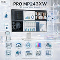 MSI PRO MP243XW 23.8-Inch FHD 100Hz IPS Business Monitor, 1ms MPRT, Less Blue Light PRO, Adaptive-Sync, Dual 3W Speakers, HDMI, DisplayPort, VESA & Display Kit | WHITE