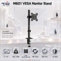 SEVILO HARDWARE Single Monitor Desk Mount Stand for 17–27 Inch Displays, 10kg Load, 180° Swivel, 360° Pivot, VESA 50×50–100×100mm | M601