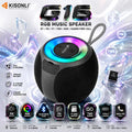 KISONLI G16 RGB Portable Speaker, 8W Bluetooth Audio, FM, TF, TWS, Hands-Free Call, Type-C Charging, 1800mAh Battery, Black