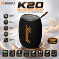 KISONLI K20 Portable Bluetooth Speaker, 10W Output, 2400mAh Battery, BT / USB / TF / FM, Hands-Free Calls, Type-C Charging, Black