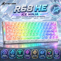ATTACK SHARK R68 HE Ice Ninja 66-Key 8K Hall Effect Keyboard – 0.005mm Rapid Trigger, 0.08ms Latency, Snap Tap, Hot-Swap Magnetic Switches & Forged Carbon Build -ICE NINJA