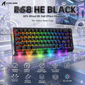 ATTACK SHARK R68 HE Black 66-Key 8K Hall Effect Keyboard – 0.005mm Rapid Trigger, 0.08ms Latency, Snap Tap, Hot-Swap Magnetic Switches, PBT Keycaps & RGB-BLACK