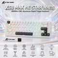 Attack Shark X68 Max HE Star White 68-Key CNC Aluminum Magnetic Gaming Keyboard – 8000Hz Polling, 0.005mm Rapid Trigger, Snap Tap, Adjustable Actuation, RGB & PBT Keycaps -STARYWHITE