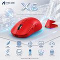 Attack Shark X6 Tri-Mode Wireless Gaming Mouse – 49g, PAW3395, 26,000 DPI, 1000Hz, 650 IPS, 50G, 200 Hours Battery, Kailh GM8.0, TTC Encoder, Magnetic RGB Charging Dock, USB-C | RED