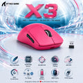 Attack Shark X3 Wireless Gaming Mouse – 49g, PAW3395, 26,000 DPI, 1000Hz, Tri-Mode BT/2.4G/Wired, 650 IPS, 50G, 200H Battery, Kailh GM 8.0, PTFE Skates | Berry Red