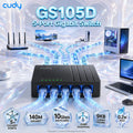 Cudy GS105D V5.0 5-Port Gigabit Unmanaged Desktop Switch – 5× 10/100/1000Mbps RJ45, 140m Gigabit, IGMP Snooping, 10Gbps Capacity, 9KB Jumbo Frame & Power Saving