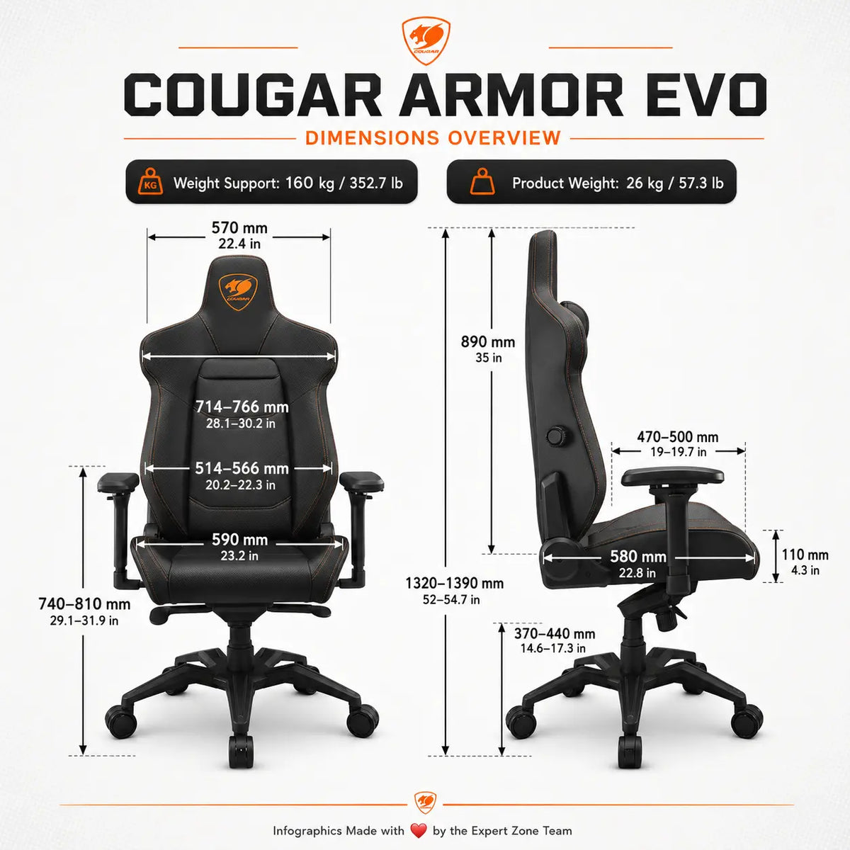 COUGAR ARMOR EVO Royal Gaming Chair –  4-Way Lumbar Support, Magnetic Memory Foam Pillow, 4D Armrests, 180° Recline & 160kg Support | Black & Gold