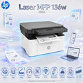 HP Laser MFP 136w Wireless Monochrome (Black & White)Laser Printer – Print, Copy & Scan, 20ppm, 1200dpi, Wi-Fi Direct, AirPrint, Flatbed Scanner & USB 2.0 | 4ZB86A