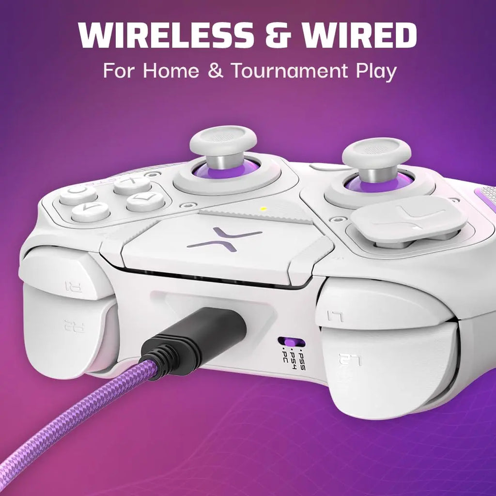 Victrix Pro BFG Wireless Controller –  PS5/PS4/PC, 2.4GHz + USB-C Wired, 20H Battery, 5ms, Modular Fightpad, 4 Back Buttons & 5-Stop Triggers | OPEN-BOX WHITE FULL KIT + HARD POUCH