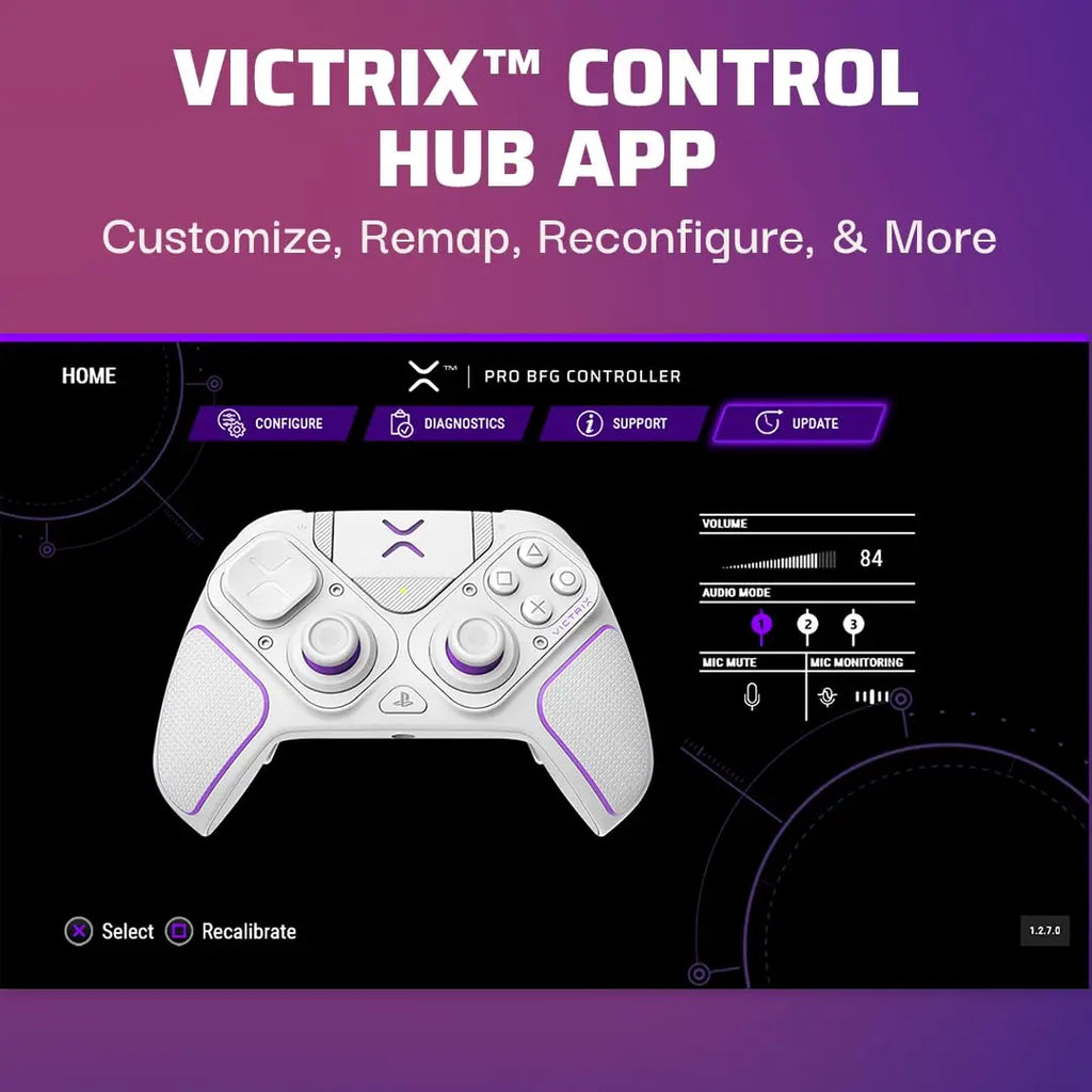 Victrix Pro BFG Wireless Controller –  PS5/PS4/PC, 2.4GHz + USB-C Wired, 20H Battery, 5ms, Modular Fightpad, 4 Back Buttons & 5-Stop Triggers | OPEN-BOX WHITE FULL KIT + HARD POUCH