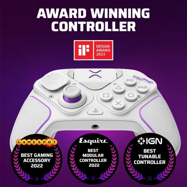 Victrix Pro BFG Wireless Controller –  PS5/PS4/PC, 2.4GHz + USB-C Wired, 20H Battery, 5ms, Modular Fightpad, 4 Back Buttons & 5-Stop Triggers | OPEN-BOX WHITE FULL KIT + HARD POUCH