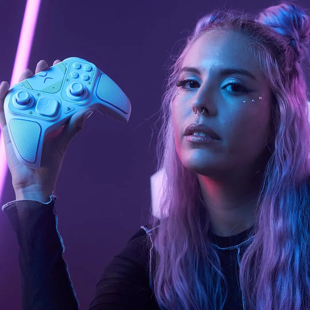 Victrix Pro BFG Wireless Controller –  PS5/PS4/PC, 2.4GHz + USB-C Wired, 20H Battery, 5ms, Modular Fightpad, 4 Back Buttons & 5-Stop Triggers | OPEN-BOX WHITE FULL KIT + HARD POUCH