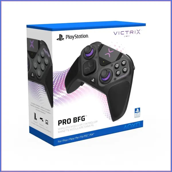 Victrix Pro BFG Wireless Controller –  PS5/PS4/PC, 2.4GHz + USB-C Wired, 20H Battery, 5ms, Modular Fightpad, 4 Back Buttons & 5-Stop Triggers | OPEN-BOX BLACK FULL KIT + HARD POUCH
