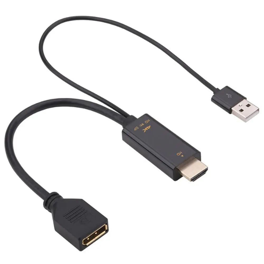 H146 HDMI To DisplayPort Active Converter Cable With USB Power, HDMI Male To DP Female, 4K 3840×2160 60Hz, Plug & Play, 20cm