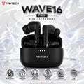 Fantech WAVE16 TW16 Black TWS Wireless Earbuds – Bluetooth 5.4, Built-In Microphone, 35mAh Earbuds, 300mAh Charging Case & USB Type-C Rechargeable Design