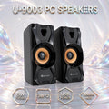 Kisonli U-9003 2.0 USB-Powered PC Speakers – 6W Stereo Output, 3.5mm AUX, Dual 3W Drivers | Black