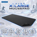 Mouschi Layer X-Large Black Mousepad – 900 × 420 × 4 mm, Optimized Microscopic-Mesh Surface, Natural Rubber Base, Stitched Edges, Water Resistant Extended Desk Mat for Gaming & Work
