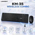 Linmony KM-35 Black Wireless Keyboard and Mouse Combo – 2.4GHz USB Receiver, Full-Size English-Arabic Layout, Numeric Keypad, Optical Mouse, Plug-and-Play and Power Saving