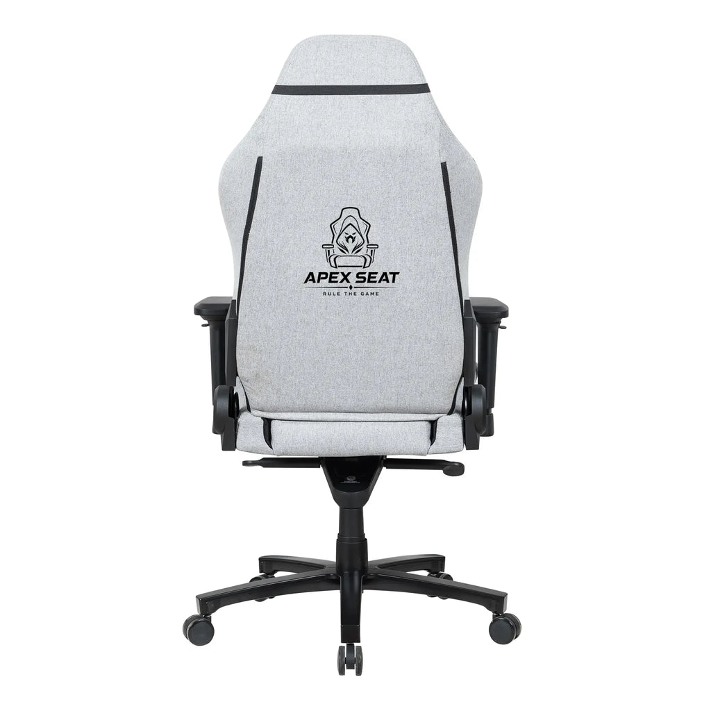 APEX SEAT AXE Ergonomic Gaming Chair – Textile Fabric, 4D Armrests, 90°–135° Recline, Class 4 Gas Lift, Headrest & Lumbar Cushions, Metal Frame, 60 mm PU Casters | GREY & BLACK