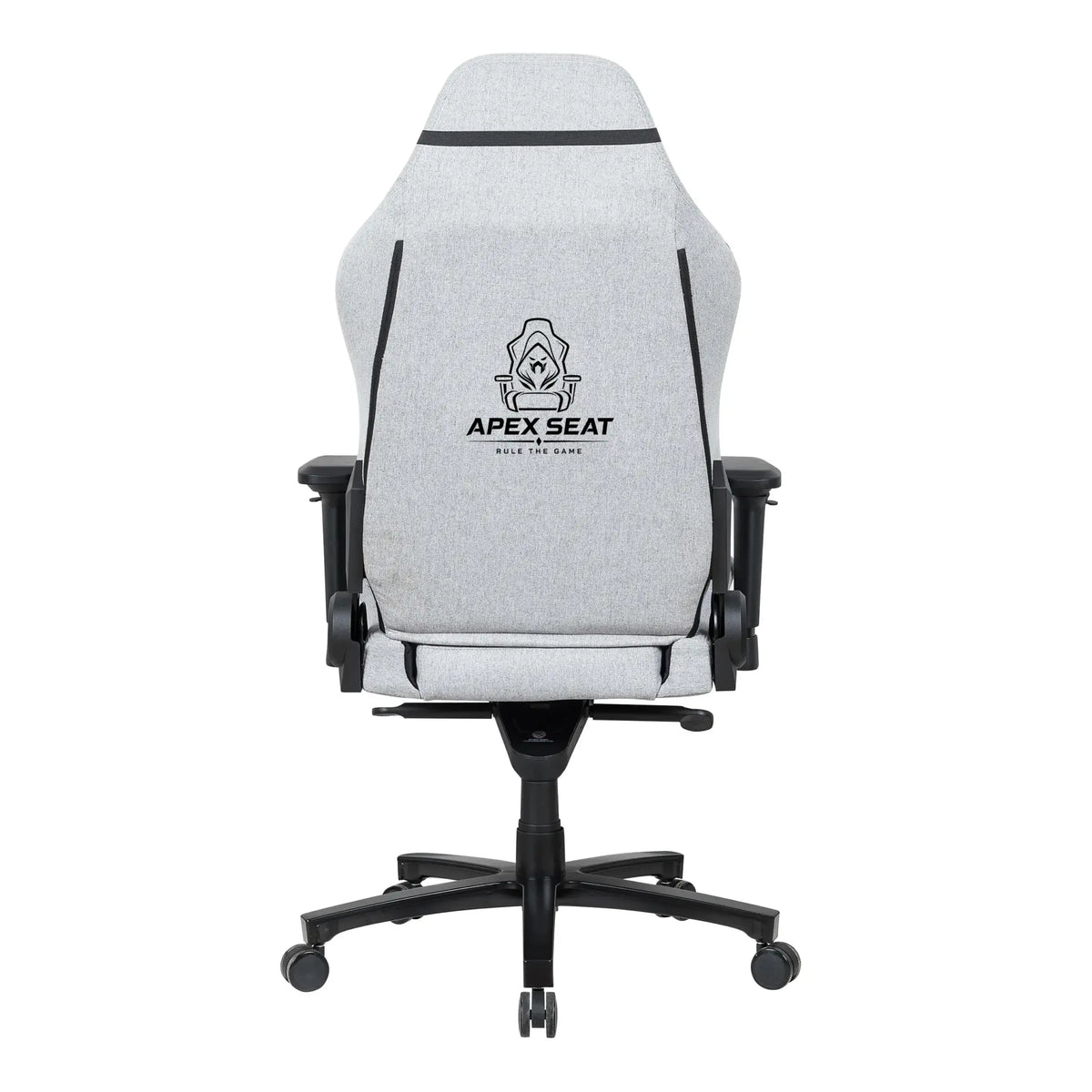 APEX SEAT AXE Ergonomic Gaming Chair – Textile Fabric, 4D Armrests, 90°–135° Recline, Class 4 Gas Lift, Headrest & Lumbar Cushions, Metal Frame, 60 mm PU Casters | GREY & BLACK