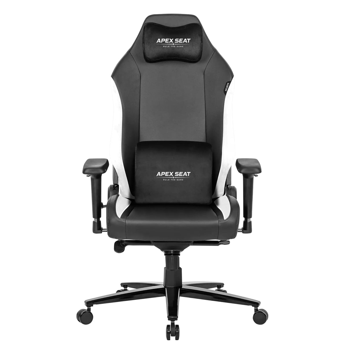 APEX SEAT TRINITY Gaming Chair with Magnetic Memory Foam Headrest, 4-Way Lumbar Support, 4D Armrests, 90°–141° Recline, Class 4 Lift & 180 kg Capacity | BLACK & WHITE