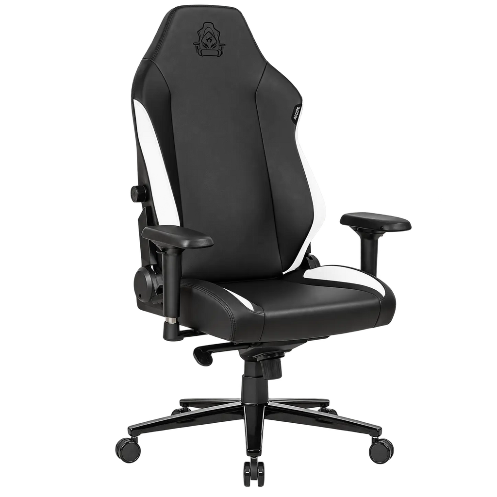 APEX SEAT TRINITY Gaming Chair with Magnetic Memory Foam Headrest, 4-Way Lumbar Support, 4D Armrests, 90°–141° Recline, Class 4 Lift & 180 kg Capacity | BLACK & WHITE