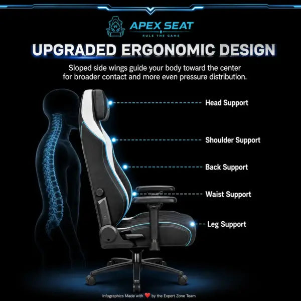 APEX SEAT ViCity Gaming Chair – Microsuede + PU Leather, 90°–141° Recline, 4D Magnetic Armrests, 4-Way Lumbar Support, Magnetic Headrest & Class 4 Gas Lift, 180kg Max | DARK GREY