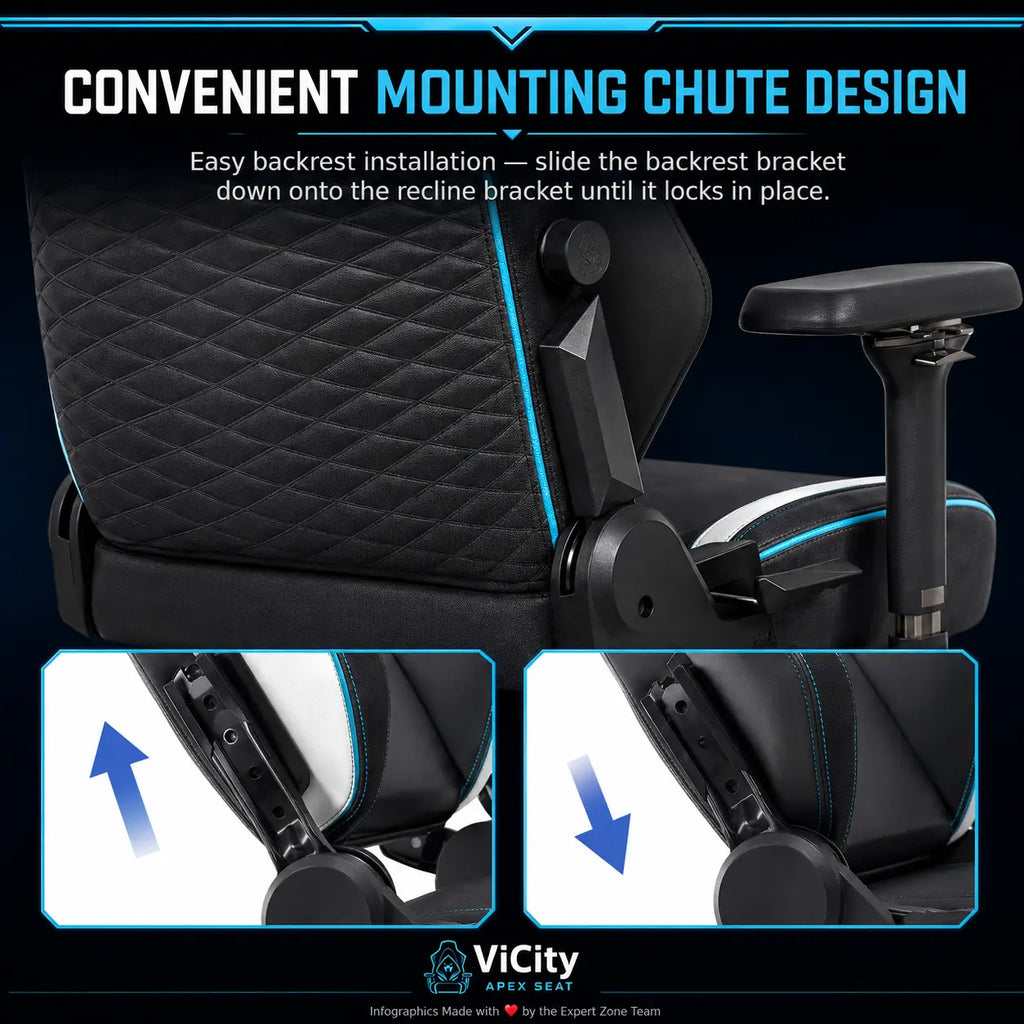 APEX SEAT ViCity Gaming Chair – Microsuede + PU Leather, 90°–141° Recline, 4D Magnetic Armrests, 4-Way Lumbar Support, Magnetic Headrest & Class 4 Gas Lift, 180kg Max | DARK GREY