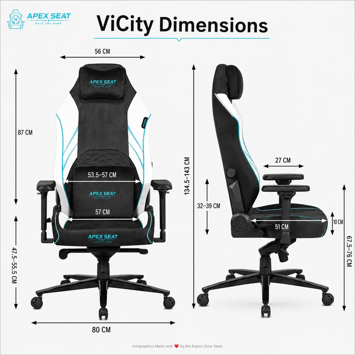 APEX SEAT ViCity Gaming Chair – Microsuede + PU Leather, 90°–141° Recline, 4D Magnetic Armrests, 4-Way Lumbar Support, Magnetic Headrest & Class 4 Gas Lift, 180kg Max | DARK GREY