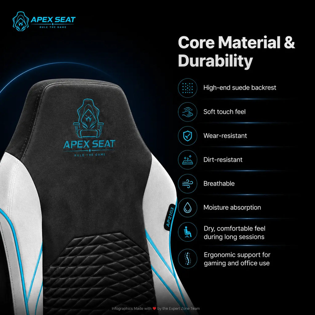 APEX SEAT ViCity Gaming Chair – Microsuede + PU Leather, 90°–141° Recline, 4D Magnetic Armrests, 4-Way Lumbar Support, Magnetic Headrest & Class 4 Gas Lift, 180kg Max | DARK GREY