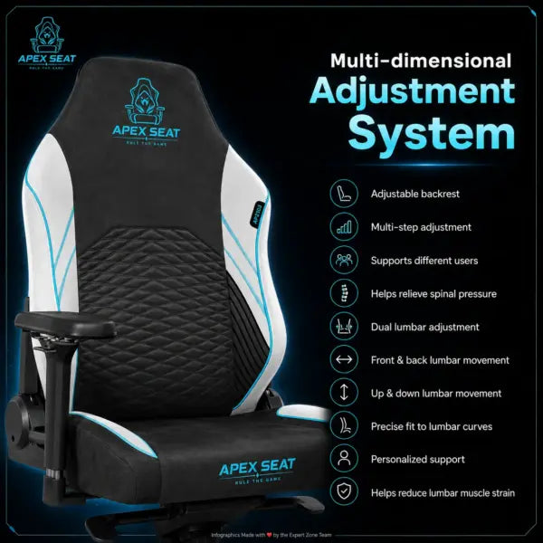 APEX SEAT ViCity Gaming Chair – Microsuede + PU Leather, 90°–141° Recline, 4D Magnetic Armrests, 4-Way Lumbar Support, Magnetic Headrest & Class 4 Gas Lift, 180kg Max | DARK GREY