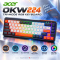 Acer OKW224 Shimmer 70% Tri-Mode RGB Gaming Keyboard With Bluetooth 5.0, 2.4GHz & USB-C, Silent 3ms Switches, 19-Key Rollover, 2000mAh Battery & Gradient Keycaps