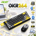 Acer OKR264 Black And Lemon Yellow 68-Key 60% Compact Membrane Keyboard And Mouse Combo, Bluetooth And 2.4GHz Dual-Mode Wireless, Type-C, Rechargeable Battery