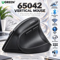 UGREEN 65042 Black Vertical Wireless Mouse With Bluetooth 5.4 And 2.4GHz Dual-Mode Connectivity, 4000 DPI, 4-Level Adjustment, Six Buttons And Silent Ergonomic Design
