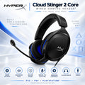 HyperX Cloud Stinger 2 Core Wired Gaming Headset Open-Box Black + Blue With 40mm Drivers, Enhanced Bass, Closed-Back Design, Swivel-To-Mute Mic, Onboard Controls, And PlayStation Support