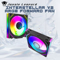 Jungle Leopard Interstellar V2 120MM ARGB PWM Forward Case Fan ,950–1850RPM, 68CFM, 2.4mmH2O, 4-Pin PWM, 5V 3-Pin ARGB, ≤32dBA Silent Cooling, One Single Fan | BLACK