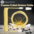 Keychron Custom Coiled Aviator Cable With Straight Connector, 136cm Total Length, Detachable 5-Pin GX12 Port, USB Type-C Compatibility, Durable Nylon Braid | YELLOW