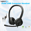 Logitech H390 USB Computer Headset With Digital Stereo Sound, 30mm Drivers, Noise-Canceling Rotating Microphone, Inline Volume & Mute Controls, Leatherette Cushions, Plug-And-Play USB Connection, PC/Mac/Laptop | Black 981-000803