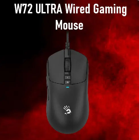 BLOODY W72 ULTRA Wired Gaming Mouse – Alpha 20K Sensor, 62g Lightweight, 4M Memory, 2000Hz, RapidSnap Rebound, LOD Switch, FPS-Ready – Black