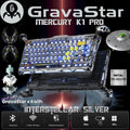 GravaStar Mercury K1 Pro Interstellar 75% Tri-Mode Connectivity Mechanical Keyboard With Gasket Mount, x Kailh Speedy Mint Linear Switches, Dual RGB, PBT Keycaps, 8000mAh Battery, Aluminum Alloy Exoskeleton, for Windows / macOS | Silver Edition