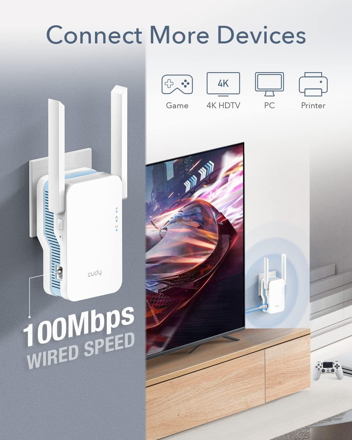 Cudy AC1200 WiFi Extender, 1.2Gbps Home Signal Booster, Dual Band 5GHz/2.4GHz, Covers up to 1500 Sq.ft and 30 Devices, AP Mode, Mesh Supported, RE1200 | NO WARRANTY