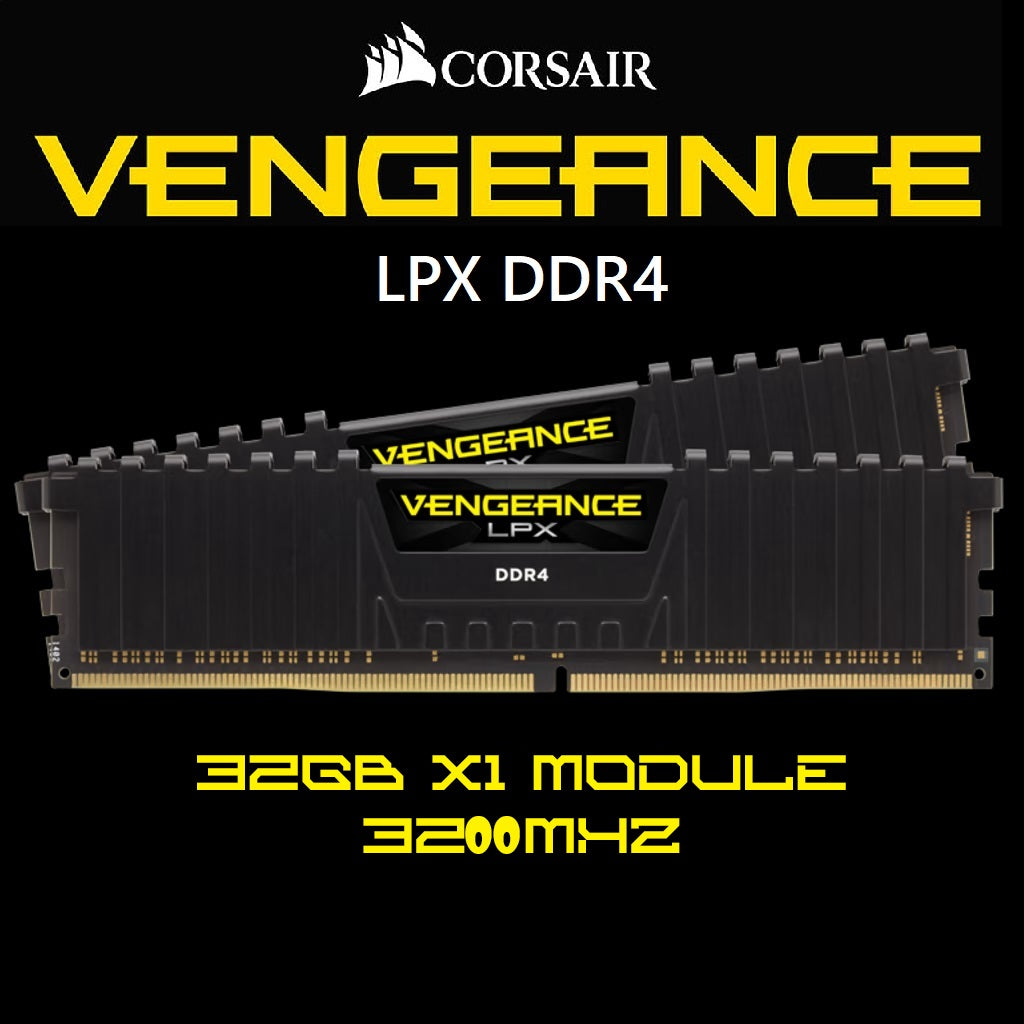 CORSAIR Vengeance LPX 32GB Single Module 288-Pin PC RAM DDR4 3200 MHz (PC4 25600) 1.35V , CAS Latency 16 , Desktop Memory Model | BLACK CMK128GX4M4E3200C16