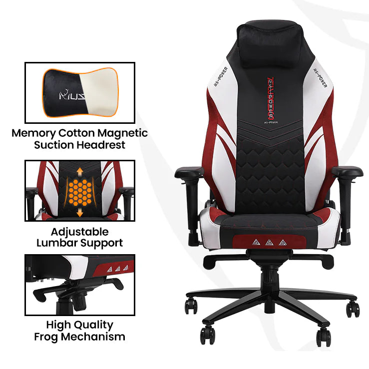 APEX SEAT “Ignition XL” Gaming Chair With 160KG Capacity, PU+Velvet+Suede Upholstery, Recline 90–141°, 4D Armrests, Magnetic Headrest, Class-4 Gas Lift, Frog Mechanism, Iron Base , ≤160KG Capacity| RACING BLACK RED WHITE