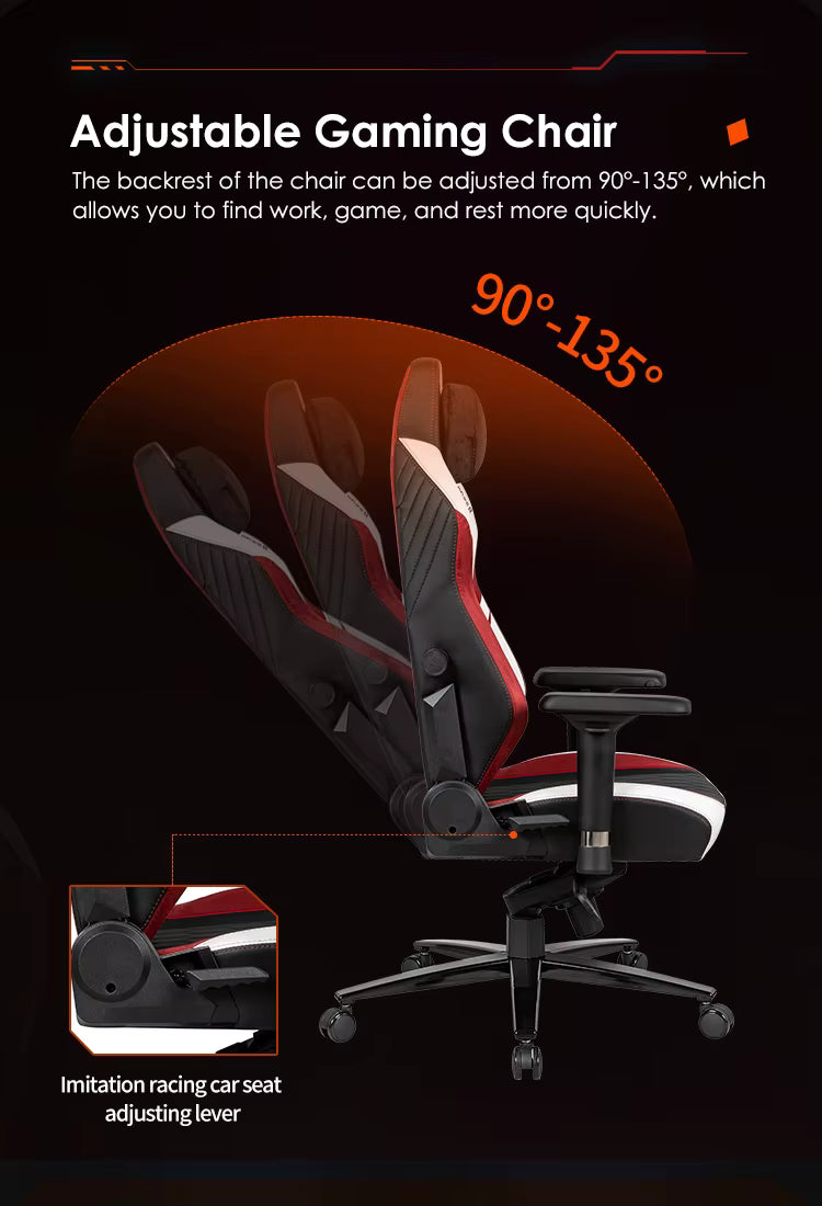 APEX SEAT “Ignition XL” Gaming Chair With 160KG Capacity, PU+Velvet+Suede Upholstery, Recline 90–141°, 4D Armrests, Magnetic Headrest, Class-4 Gas Lift, Frog Mechanism, Iron Base , ≤160KG Capacity| RACING BLACK RED WHITE