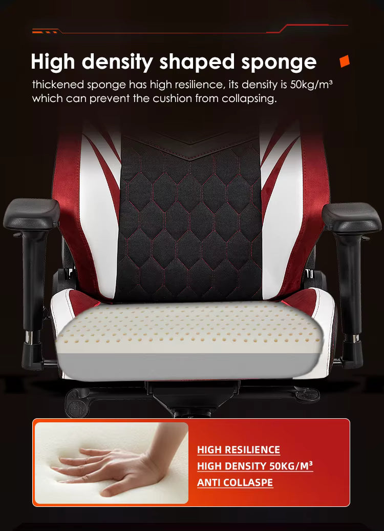 APEX SEAT “Ignition XL” Gaming Chair With 160KG Capacity, PU+Velvet+Suede Upholstery, Recline 90–141°, 4D Armrests, Magnetic Headrest, Class-4 Gas Lift, Frog Mechanism, Iron Base , ≤160KG Capacity| RACING BLACK RED WHITE