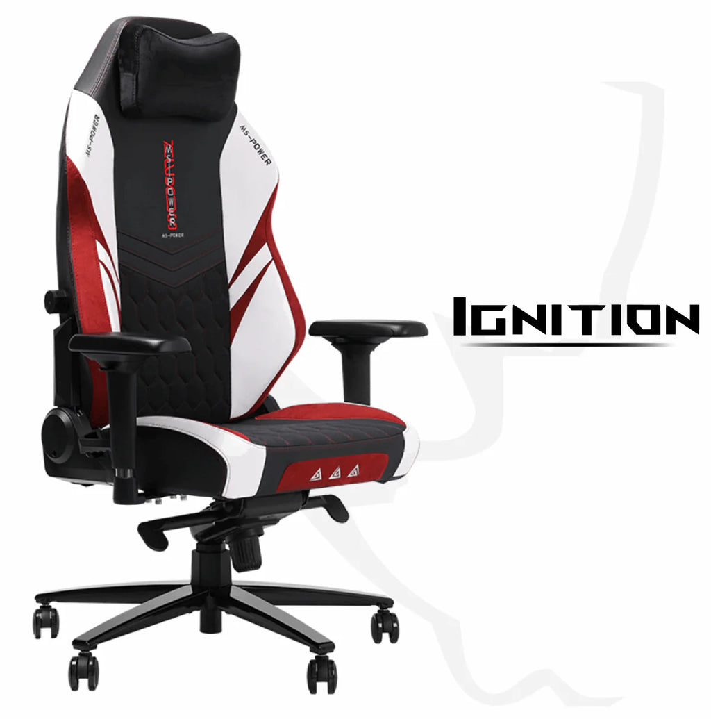 APEX SEAT “Ignition XL” Gaming Chair With 160KG Capacity, PU+Velvet+Suede Upholstery, Recline 90–141°, 4D Armrests, Magnetic Headrest, Class-4 Gas Lift, Frog Mechanism, Iron Base , ≤160KG Capacity| RACING BLACK RED WHITE