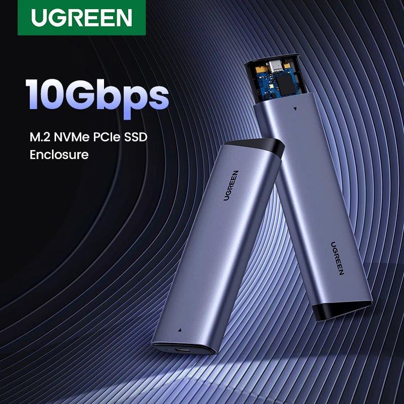 UGREEN M.2 NVMe & SATA SSD Aluminum Alloy Enclosure – Dual Protocol M.2 to USB Type-C SSD Adapter – Supports M.2 2230, M.2 2242, M.2 2260, M.2 2280 – 10Gbps Speed ,Up to 2TB Capacity , For Windows/macOS/Linux | SILVER ~ CM767 – 15813