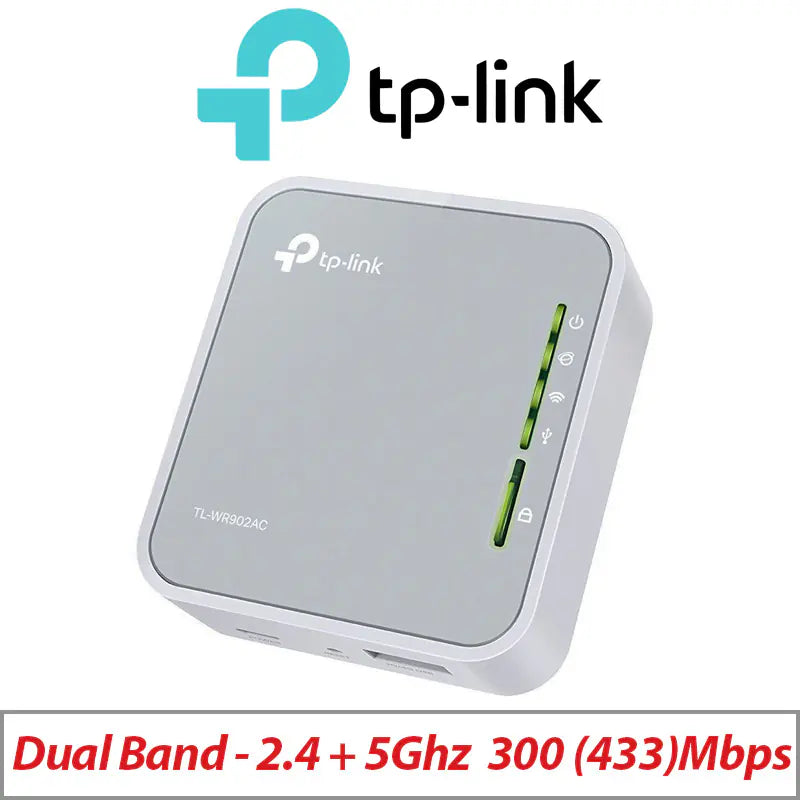 TP-Link TL-WR902AC AC750 Dual-Band Travel Router – Compact, 5 GHz & 2.4 GHz Wi-Fi, Multi-Mode, USB File Sharing & Charging, 733 Mbps Speed, Portable