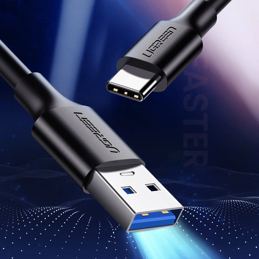 UGREEN USB 3.0 A Male to Type C Male Cable Nickel Plating 1m Aluminum Braid for Data Transfer & Charging Adapter, Smartphone (Black)